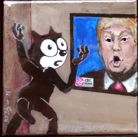 Donald Trump and felix the cat painting by Valerie O'Flynn Cartoon characters